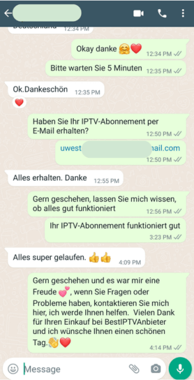 Proof review client received - Beste IPTV Anbieter